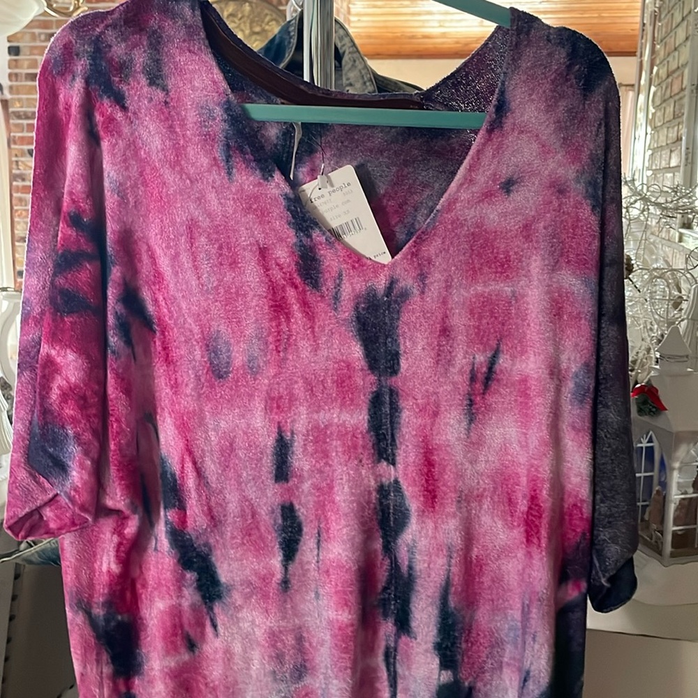 Free People Crushed Galaxy Tunic Top Purple Size XS